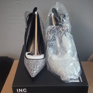 INC International Concepts Women's Glittering Silver Heels